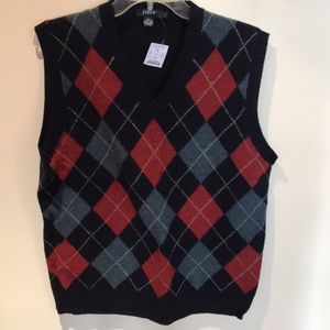 NEW J Crew Argyle sweater vest Large Navy Blue